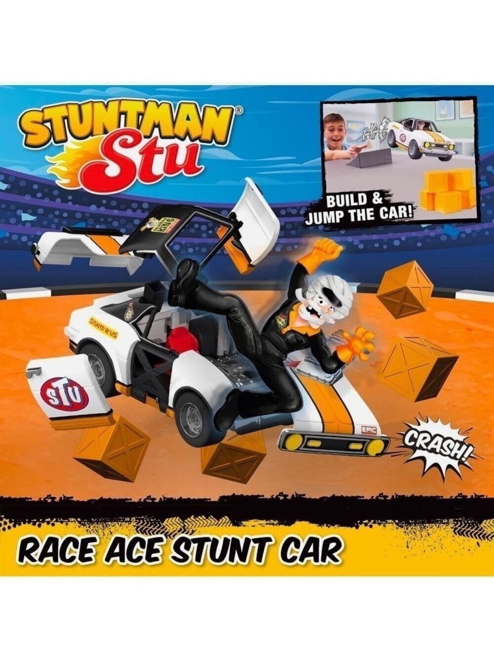 Stuntman Stu Race Ace Stunt Car Break Apart Stunt Set New Sealed Authentic - Picture 3 of 14